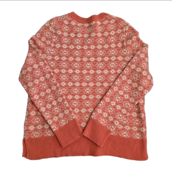 Vintage Gap Crewneck Coral Fair Isle Knit Lambs Wool Sweater Size XXL - Picture 3 of 7